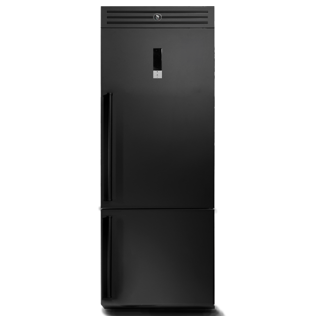frigorifero nero in acciaio inox